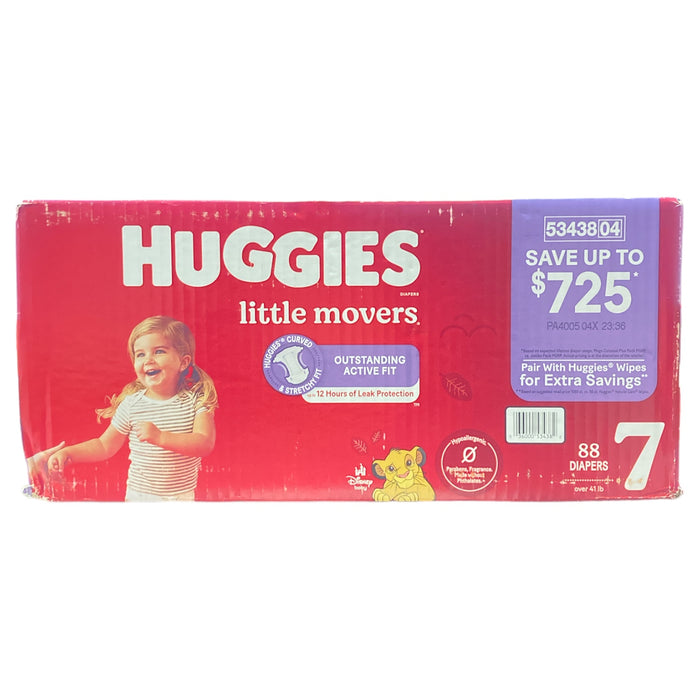 Huggies Little Movers Diapers, Size 7-41+ Pounds (88 Count)