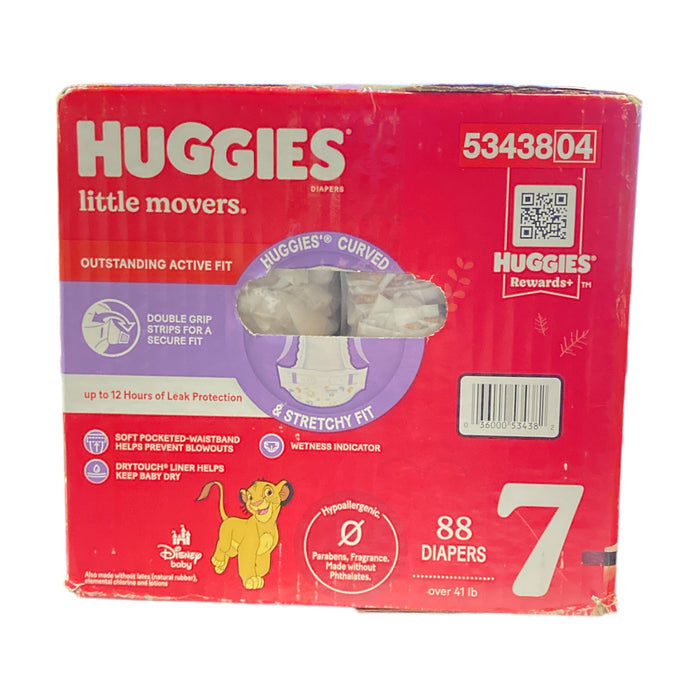 Huggies Little Movers Diapers, Size 7-41+ Pounds (88 Count)