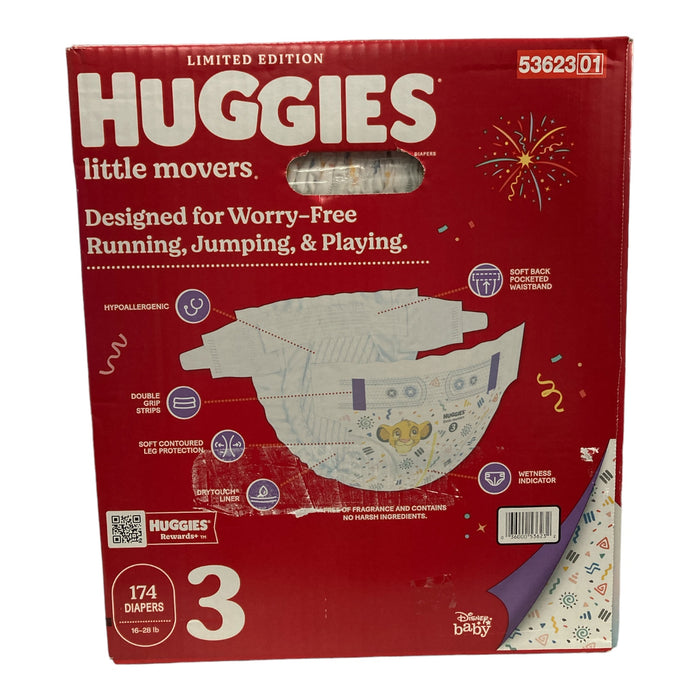 Huggies Little Movers Diapers Size 3, 16-28 Pounds (174 Count)