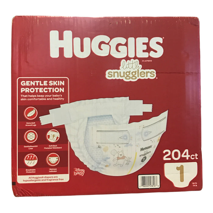 Huggies Little Snugglers Gentle Sink Protection Diapers Size 1 (204 Ct.)