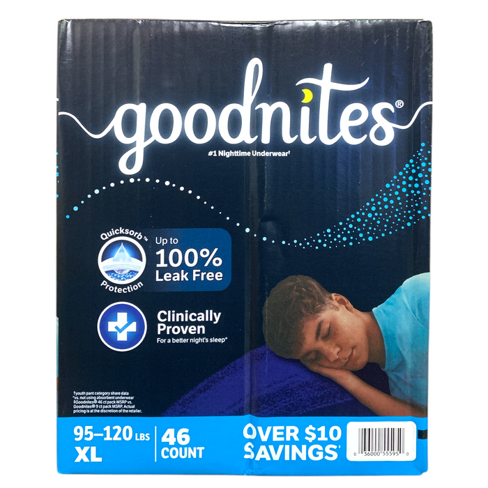 Goodnites Leak-Free Nighttime Underwear for Boys, XL, 95-120 Lbs. (46 Ct.)