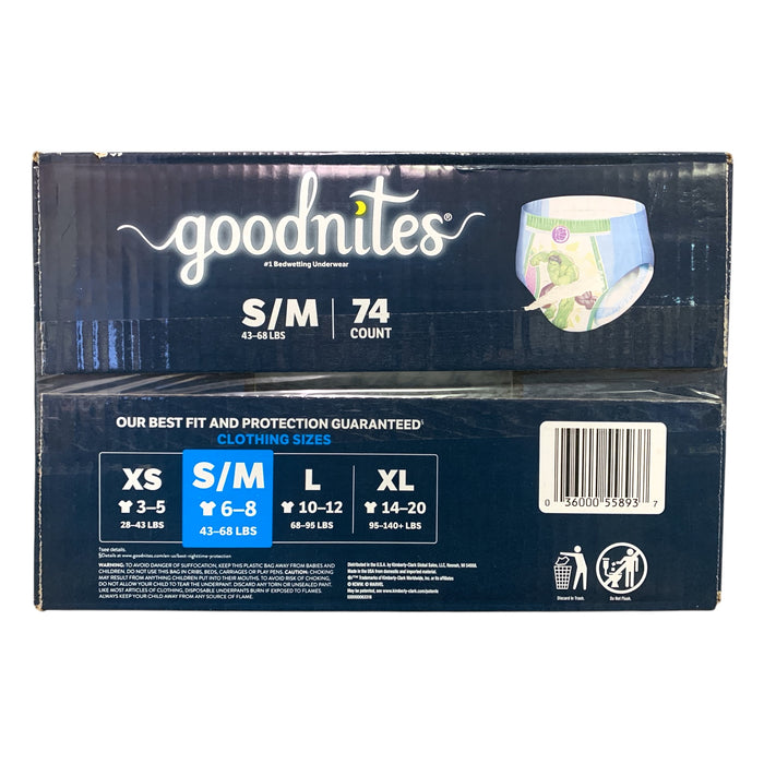 Goodnites Nighttime Bedwetting Underwear for Boys, S/M, 43-68lbs., 74ct (Hulk)
