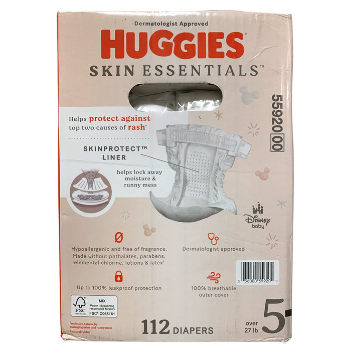 Huggies Skin Essentials Baby Diapers, Size 5 (27+ lbs.), 112ct.