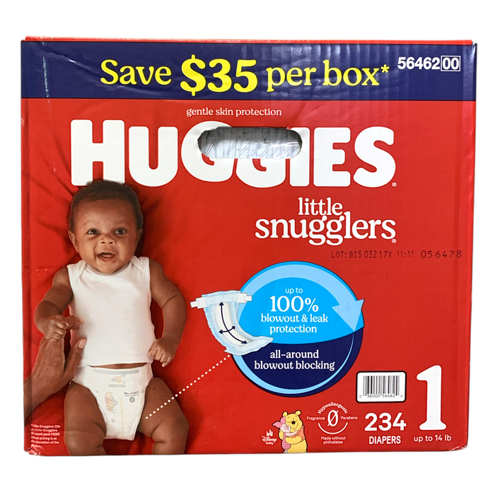 Huggies Little Snugglers Disposable Diapers, Size 1 (up to 14lbs.), 234 Count