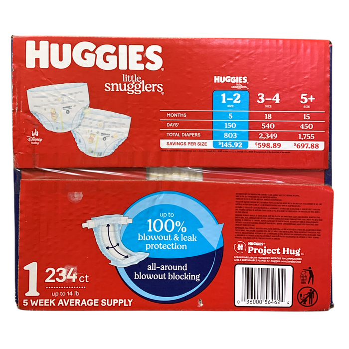 Huggies Little Snugglers Disposable Diapers, Size 1 (up to 14lbs.), 234 Count