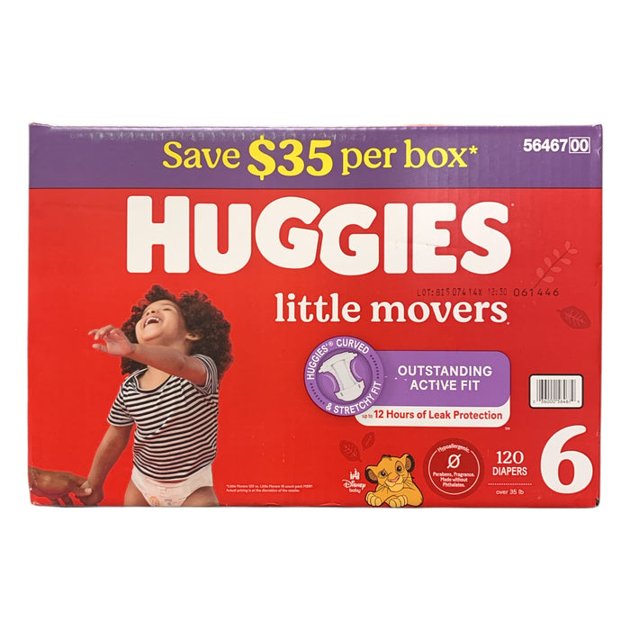 Huggies Little Movers Disposable Diapers, Size 6 (35+ lbs), 120 ct., Disney Baby