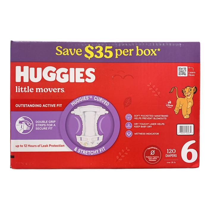 Huggies Little Movers Disposable Diapers, Size 6 (35+ lbs), 120 ct., Disney Baby
