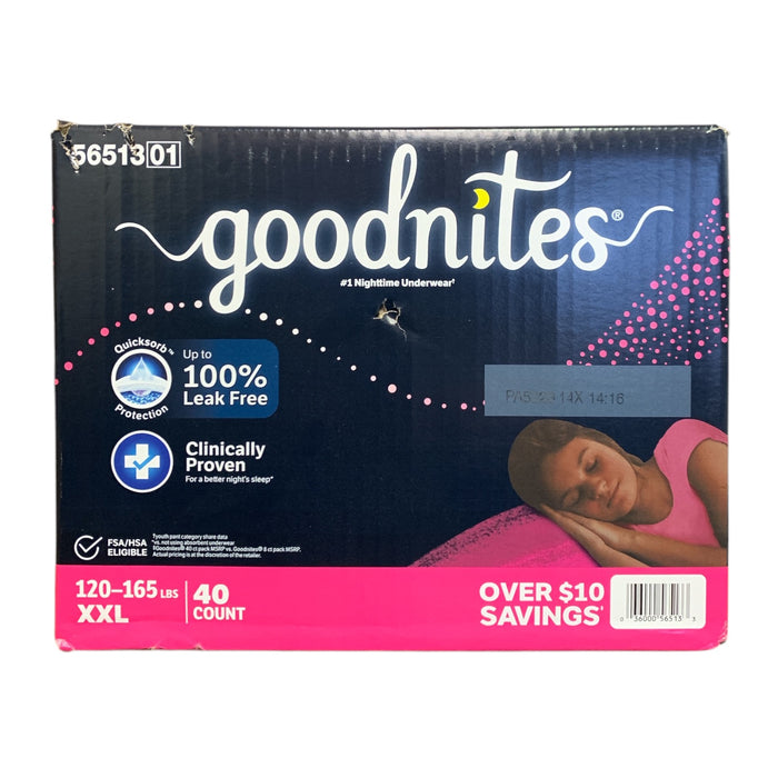 Goodnites Nighttime Bedwetting Underwear for Girls, XXL (120-165lbs), 40ct