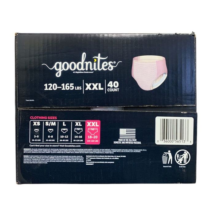 Goodnites Nighttime Bedwetting Underwear for Girls, XXL (120-165lbs), 40ct