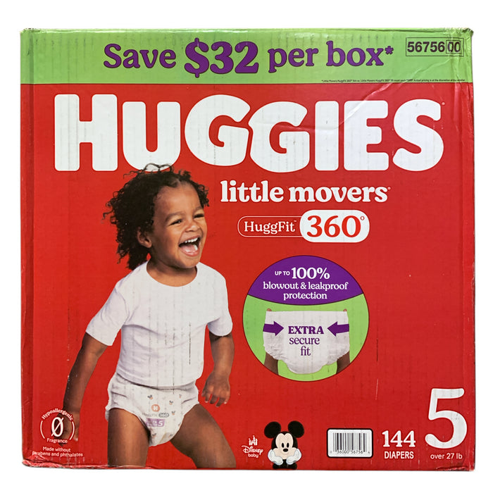 Huggies Little Movers Disposable Diapers, Size (27+ lbs), 144 ct