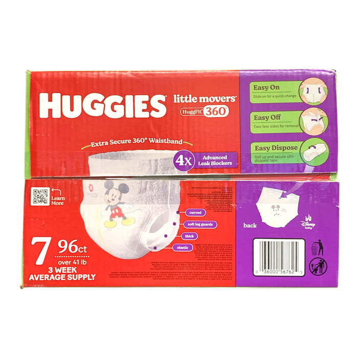 Huggies Little Movers Disposable Diapers, Size 7 (41+ lbs), 96 ct., Disney Baby