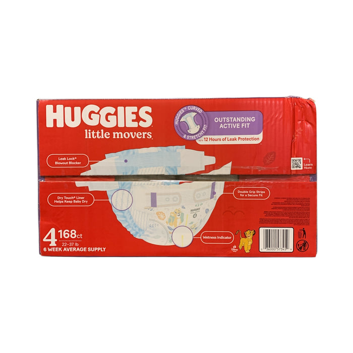 Huggies Little Movers Disposable Baby Diapers, Size 4 (22-37LBS), 168ct