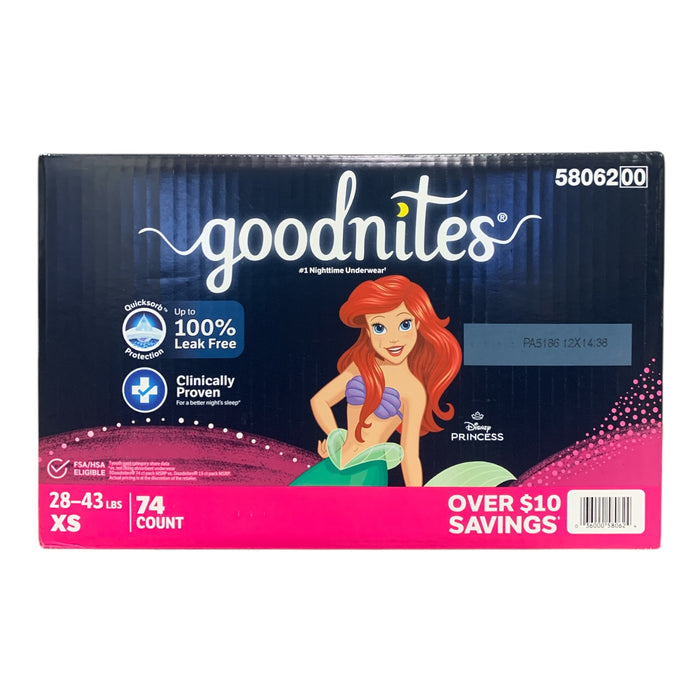 Goodnites Nighttime Bedwetting Underwear for Girls, XS (28-43lb), 74ct (Ariel)