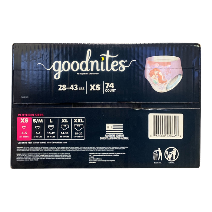 Goodnites Nighttime Bedwetting Underwear for Girls, XS (28-43lb), 74ct (Ariel)