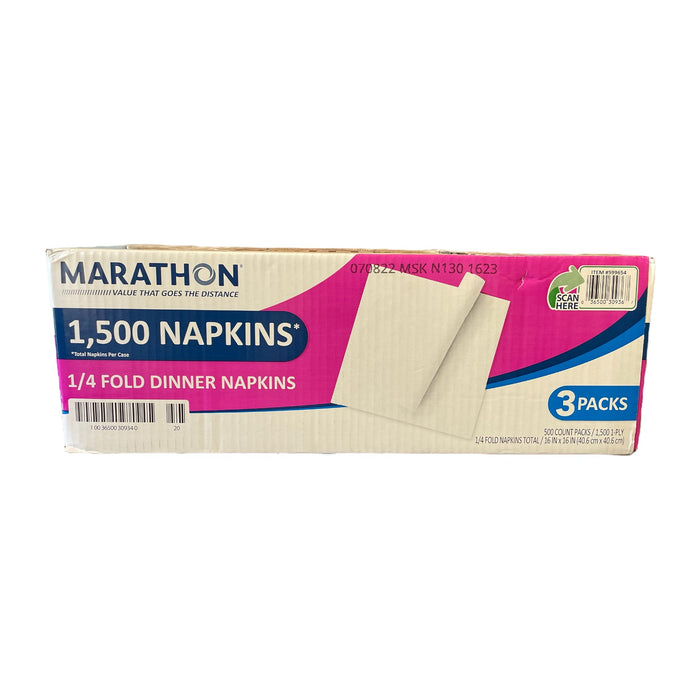 Marathon Embossed Dinner Napkins, 1-Ply, 16" x 16", White, 500/pk., 3 pk.