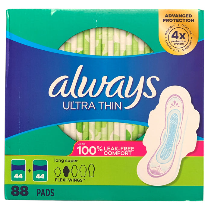 Always Ultra Thin Advanced Protection Pads, Size 2 Long Super, 88 ct.
