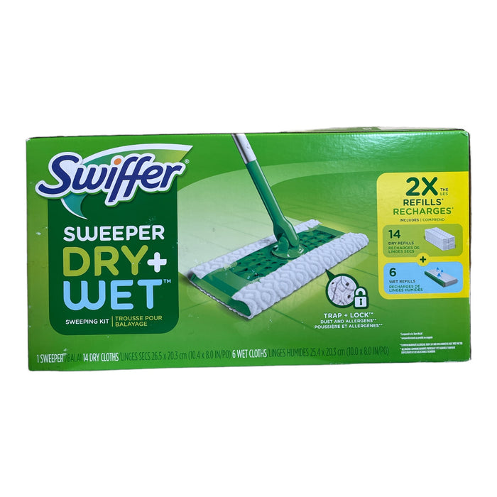 Swiffer Sweep Dry + Wet, Sweeping Kit, Includes Wet & Dry Refills