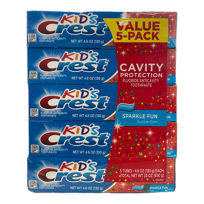 Crest Kid's Toothpaste, Sparkle Fun Bubble Gum (4.6 oz, 5 pack)