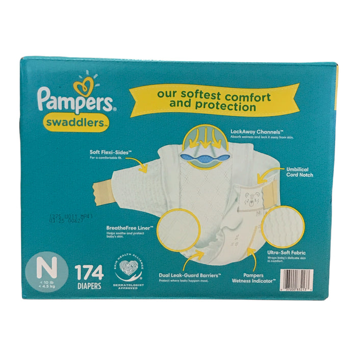 Pampers Swaddlers Diapers, Newborn (Less than 10 Pounds), 174 Count