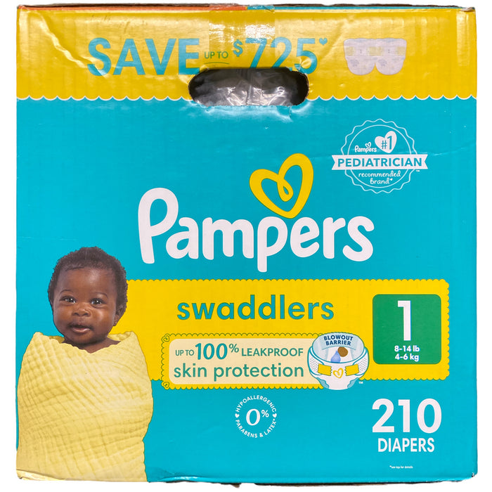 Pampers Swaddlers Disposable Diapers Size 1 , 210 Count