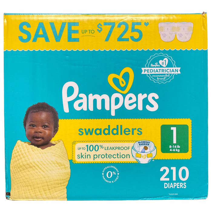 Pampers Swaddlers Disposable Diapers Size 1 , 210 Count