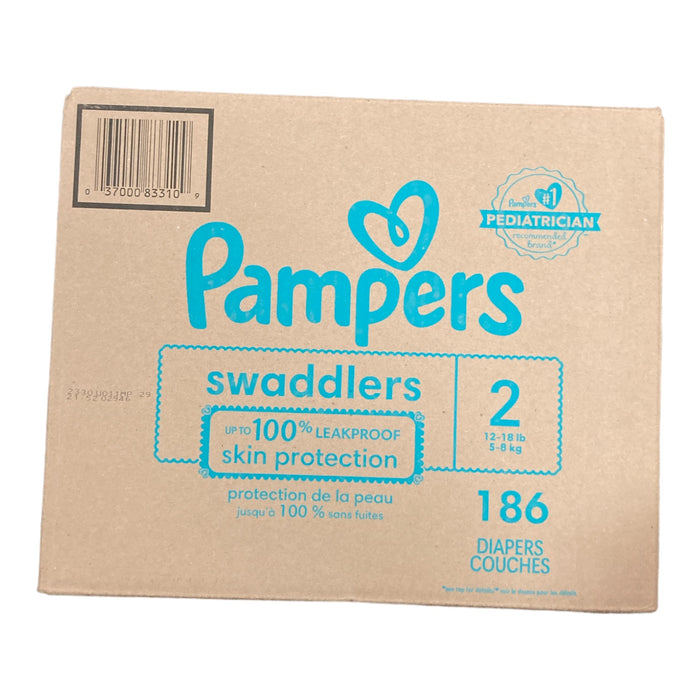 Pampers Swaddlers Dual Leak-Guard Diapers Size 2 186 Count
