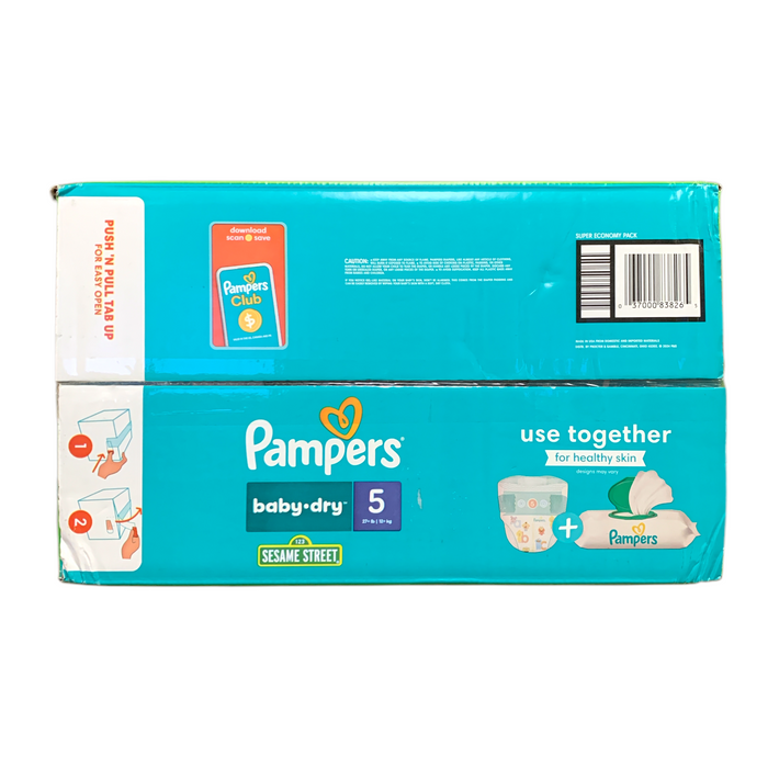 Pampers Baby Dry 100% Leakproof Disposable Diapers, Size 5 (27+lb), 168ct