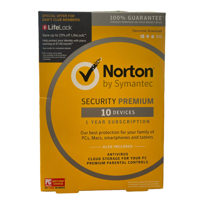 Norton Security Premium, 10 Devices, 1 Year (Windows, Mac, iOS, Android)