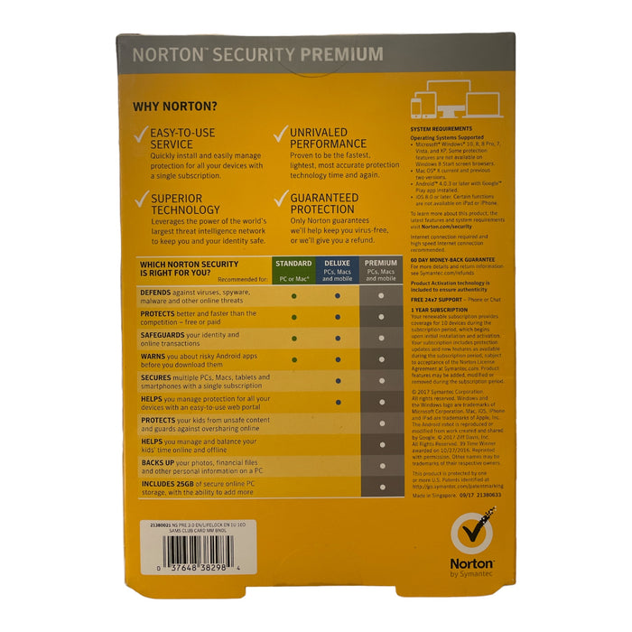 Norton Security Premium, 10 Devices, 1 Year (Windows, Mac, iOS, Android)