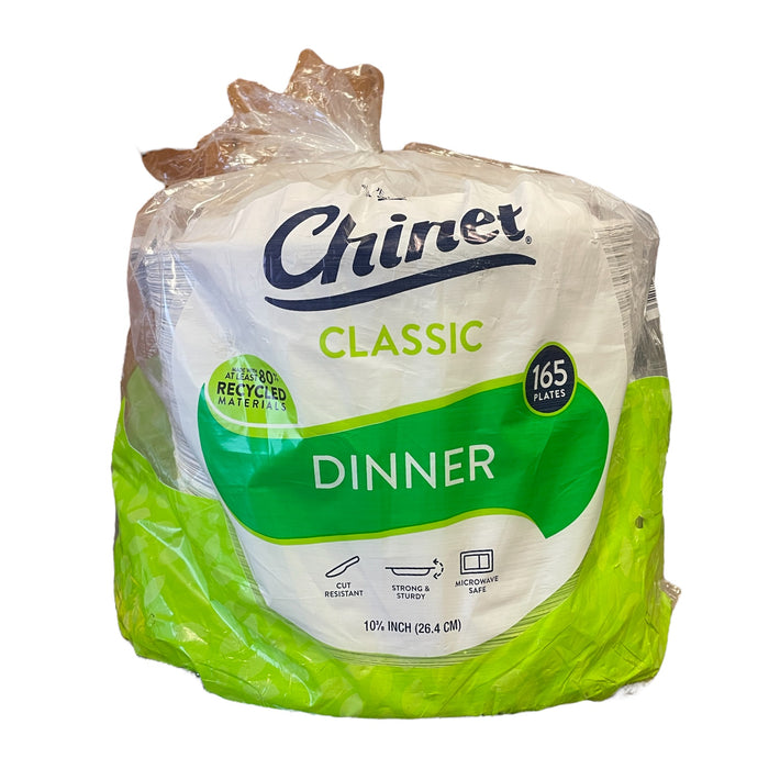 Chinet Classic White Dinner Plates, 10-3/8", 165 Count