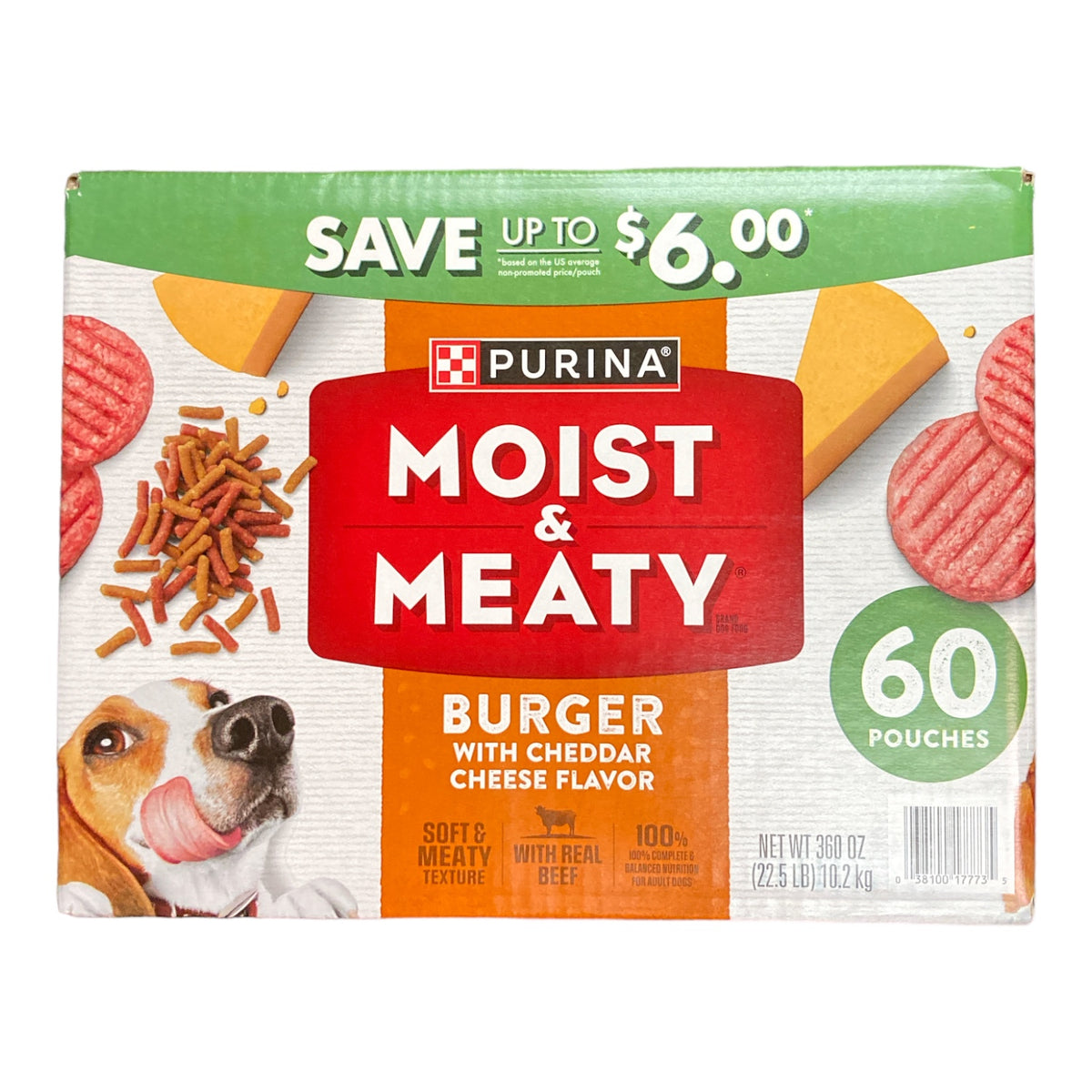 Purina Moist & Meaty Dog Food, Burger With Cheddar Cheese Flavor (6 Oz ...