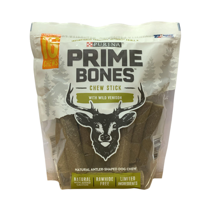 Purina Brand Prime Bones Chew Stick with Wild Venison, Rawhide Free, 16 Chews