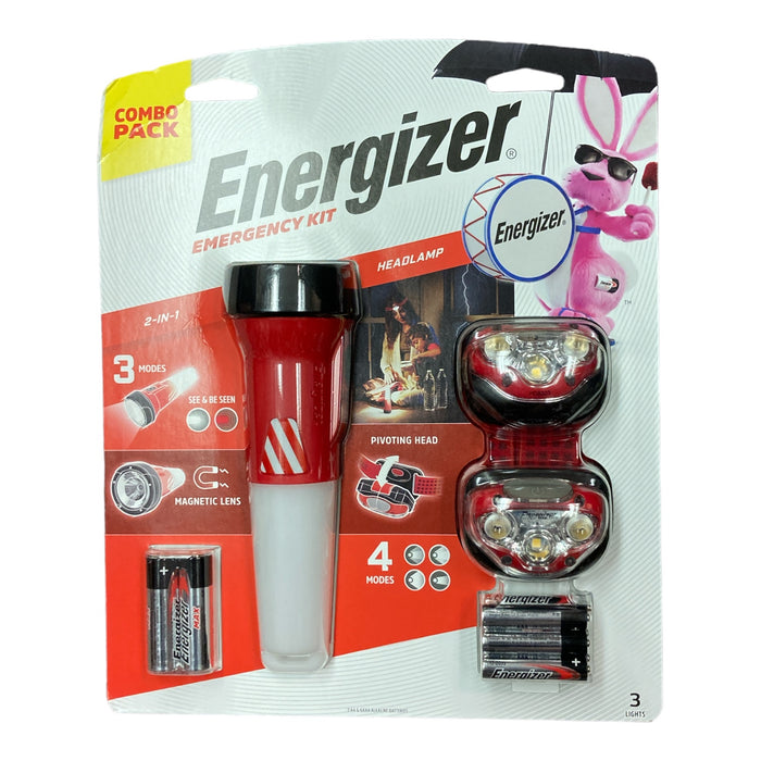 Energizer Storm Prep Light Combo Kit, 2 LED Headlamps + LED Flashlight