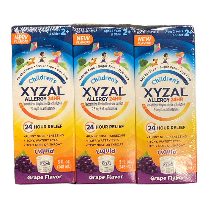 Xyzal Children's Allergy 24HR Oral Solution Grape 5 Fluid Ounce (Pack of 3)