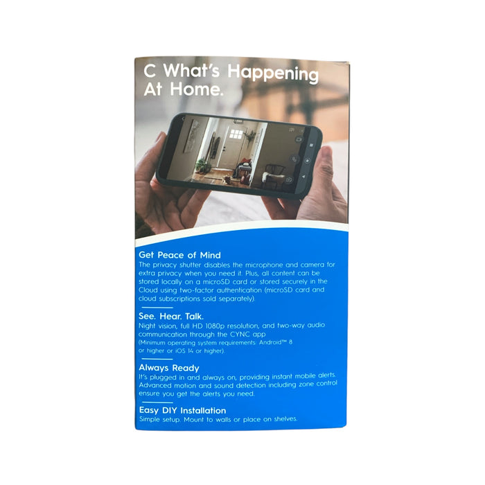 GE Cync Indoor Smart Camera, Wi-Fi, 1080p HD Resolution with Night Vision
