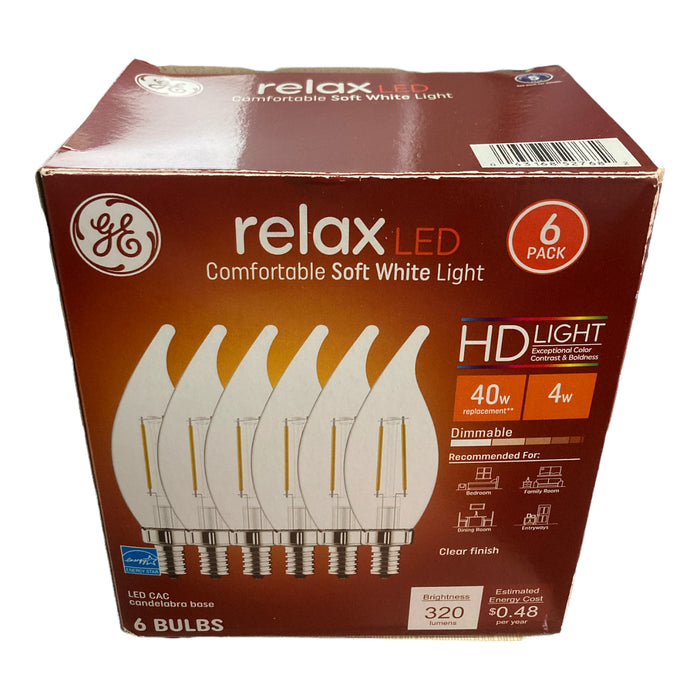 GE Relax LED Comfortable Soft White Light 40W Replacement Bulb (Pack of 6)