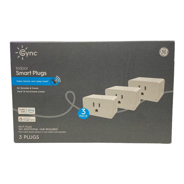 GE Lighting CYNC Indoor Smart Plug, Bluetooth and Wi-Fi Outlet Socket, 3 Pack