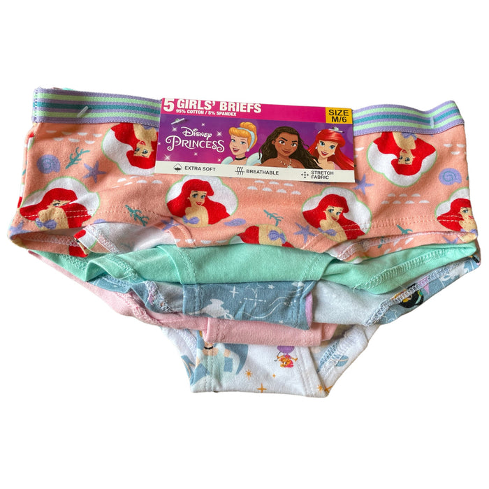 Disney's Princess 5pk Girl's Underwear Brief's, Size M/6