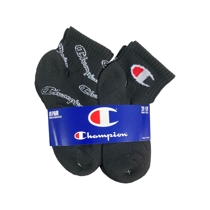 Champion Boy's Youth Quarter Ankle Socks, 10 Pair