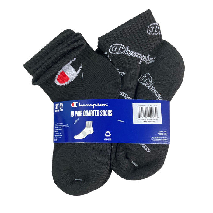 Champion Boy's Youth Quarter Ankle Socks, 10 Pair