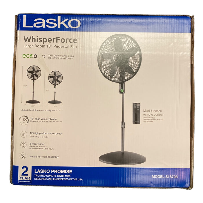 Lasko Oscillating 18-inch EcoQuiet DC Motor 12-Speed Pedestal Fan