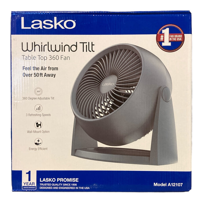 Lasko Whirlwind Tilt 12" Table Fan with Wall-Mount Option, Slate