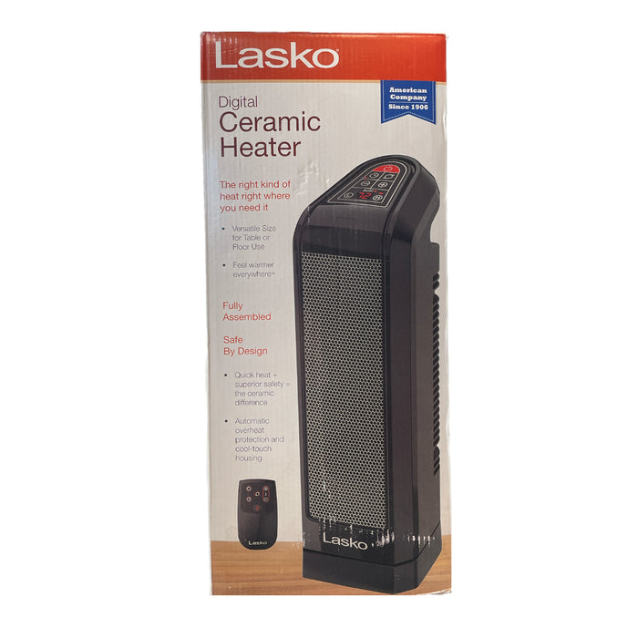 Lasko 16" Digital Ceramic Tower Heater with Remote Control, Table or Floor Use