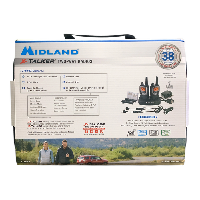 Midland T77 X-Talker FRS Walkie Talkie Extreme Dual Pack with Case, T77VP5
