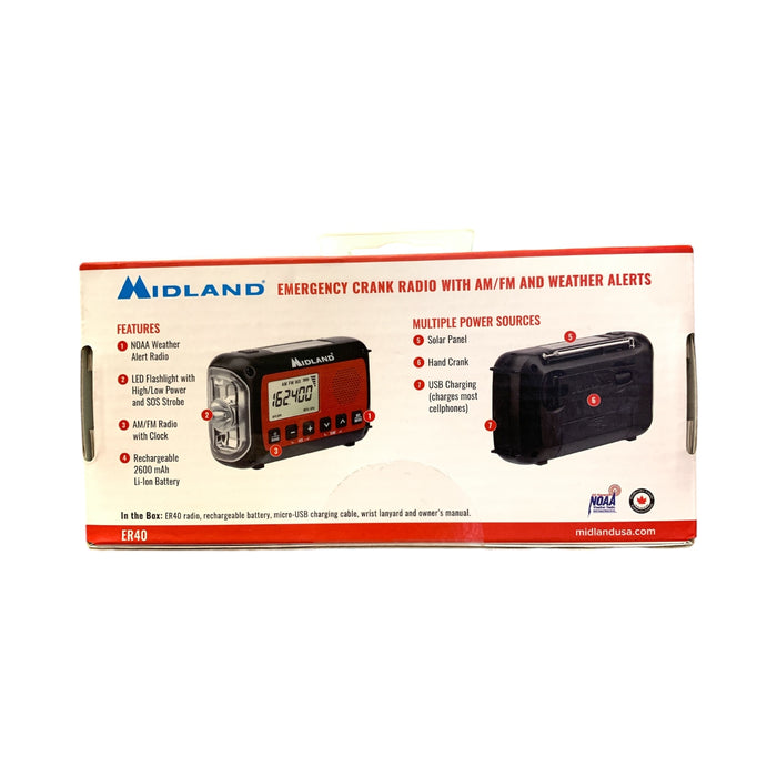 Midland ER40 Emergency Hand Crank Rechargeable NOAA Weather Alert Radio