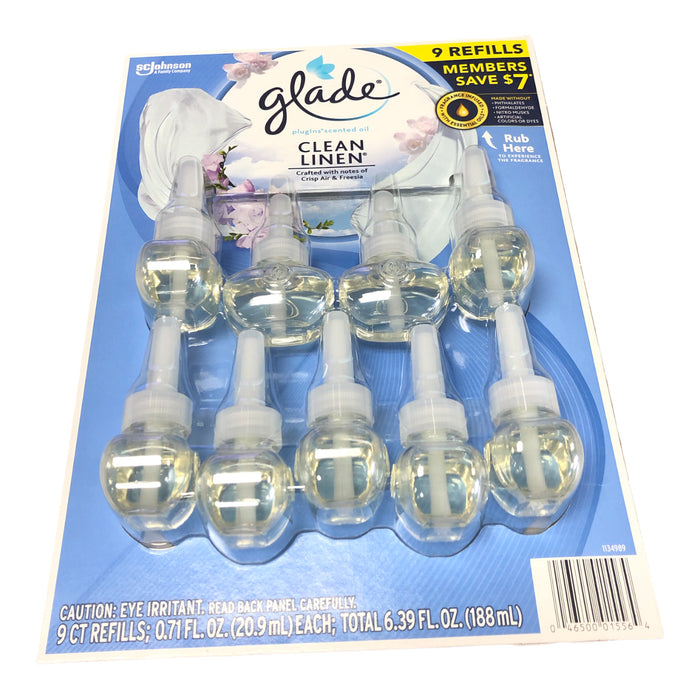 Glade PlugIns Scented Oil Refill, Clean Linen (6.39 fl. oz., 9 ct.)