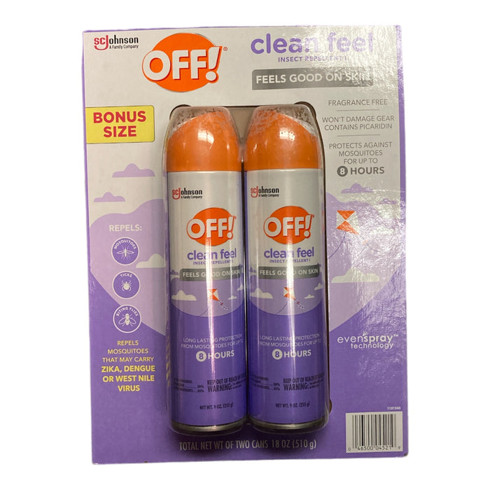 OFF! Clean Feel Even Spray Fragrance Free Insect Repellent, 2 Pack, 9 oz. Each