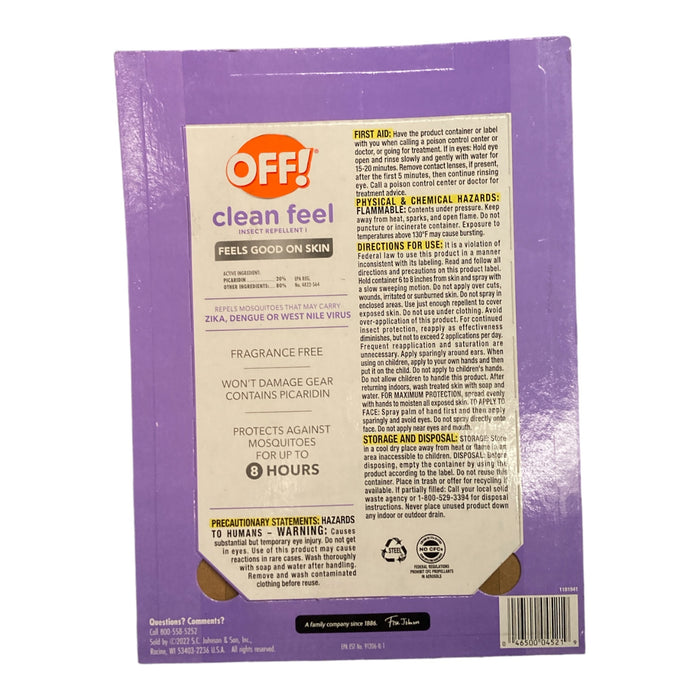 OFF! Clean Feel Even Spray Fragrance Free Insect Repellent, 2 Pack, 9 oz. Each