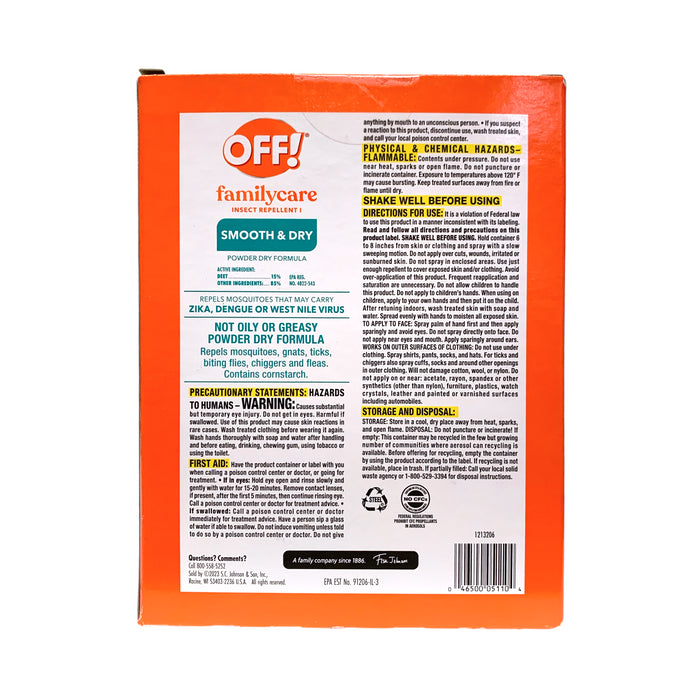 OFF! Family Care Insect Repellent I, Smooth & Dry Powder Formula Value 3-Pack