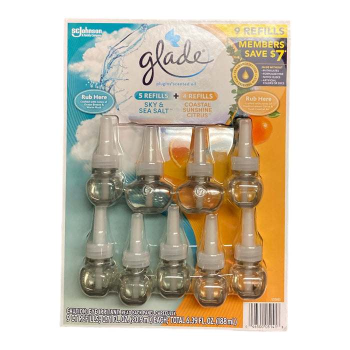 Glade Plugins Scented Oil Sky Sea Salt and Sunshine Citrus, 9 Refills